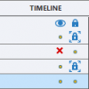 Row of dots in timeline used to lock or hide objects.
