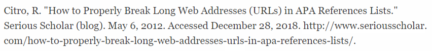 A citation sample with period at the end of the second line while the URL continues to the third line.