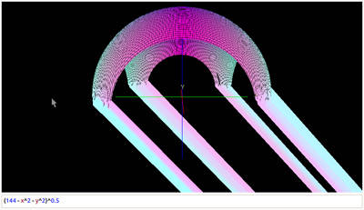 graph of hemisphere with unnecessary projections towards bottom-right