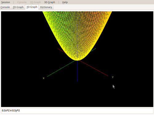 graph of z = 0.5 x sup 2 + 0.5 y sup 2