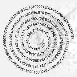 A very long number written along a spiral.