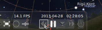 Clicking an icon to stop time in Stellarium