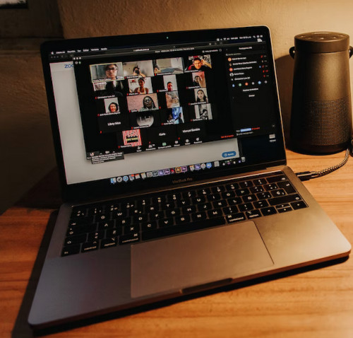 Learners having a small virtual meeting.